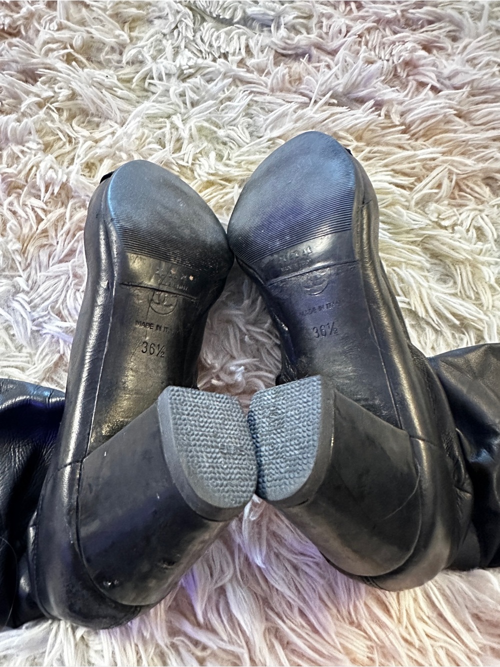 Chanel Knee High Cap Toe Ruffle CC Boots Size 36.5 - Picture 10 of 13
